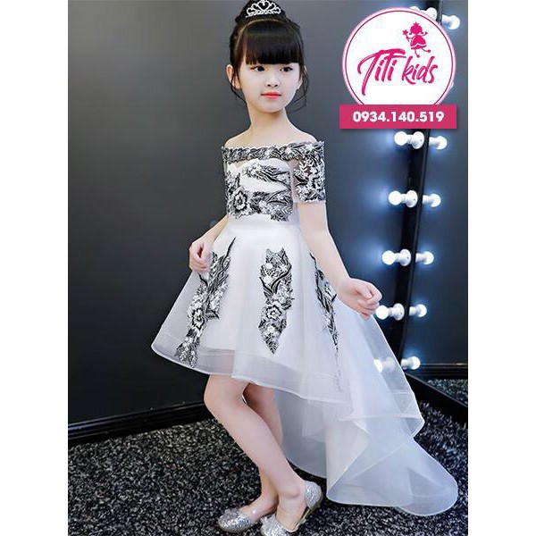 Đầm đính hoa hoa trễ vai cực sang – Váy đầm công chúa bé gái thiết kế cao cấp shoptuan