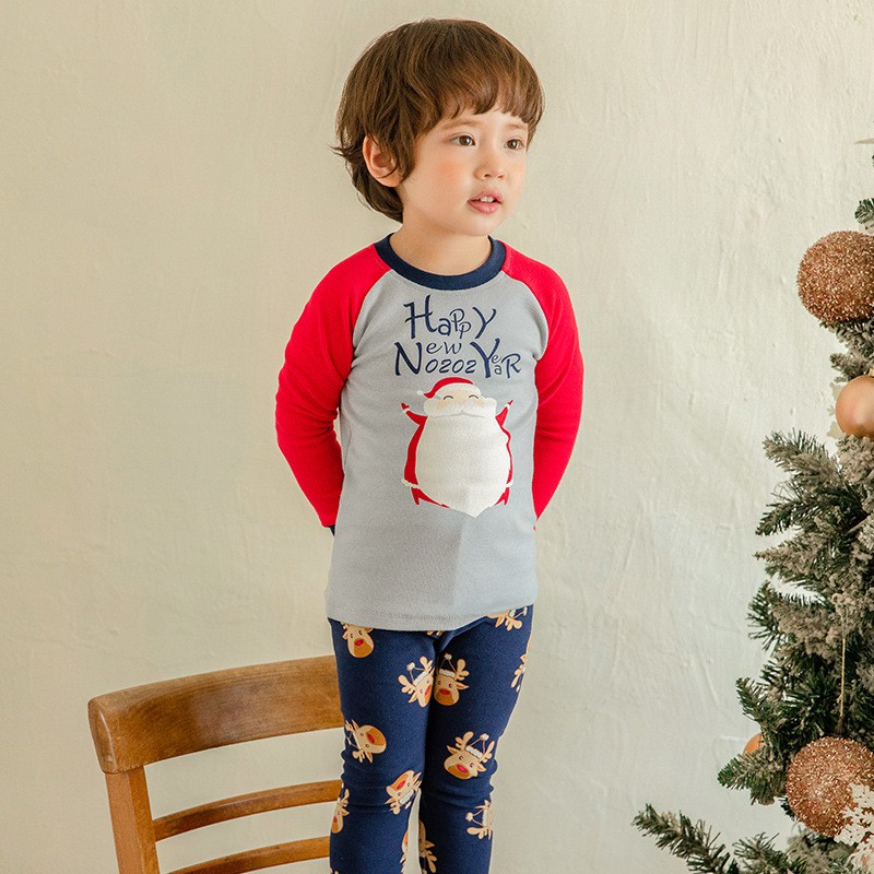 Bộ ngủ Ông già noel đáng yêu cho bé, cotton organic hàng xuất Hàn