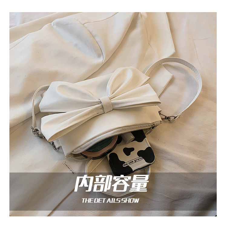 Túi xách JASMIN NOIR da PU dáng vuông nhỏ phối nơ đơn giản phong cách retro cho nữ