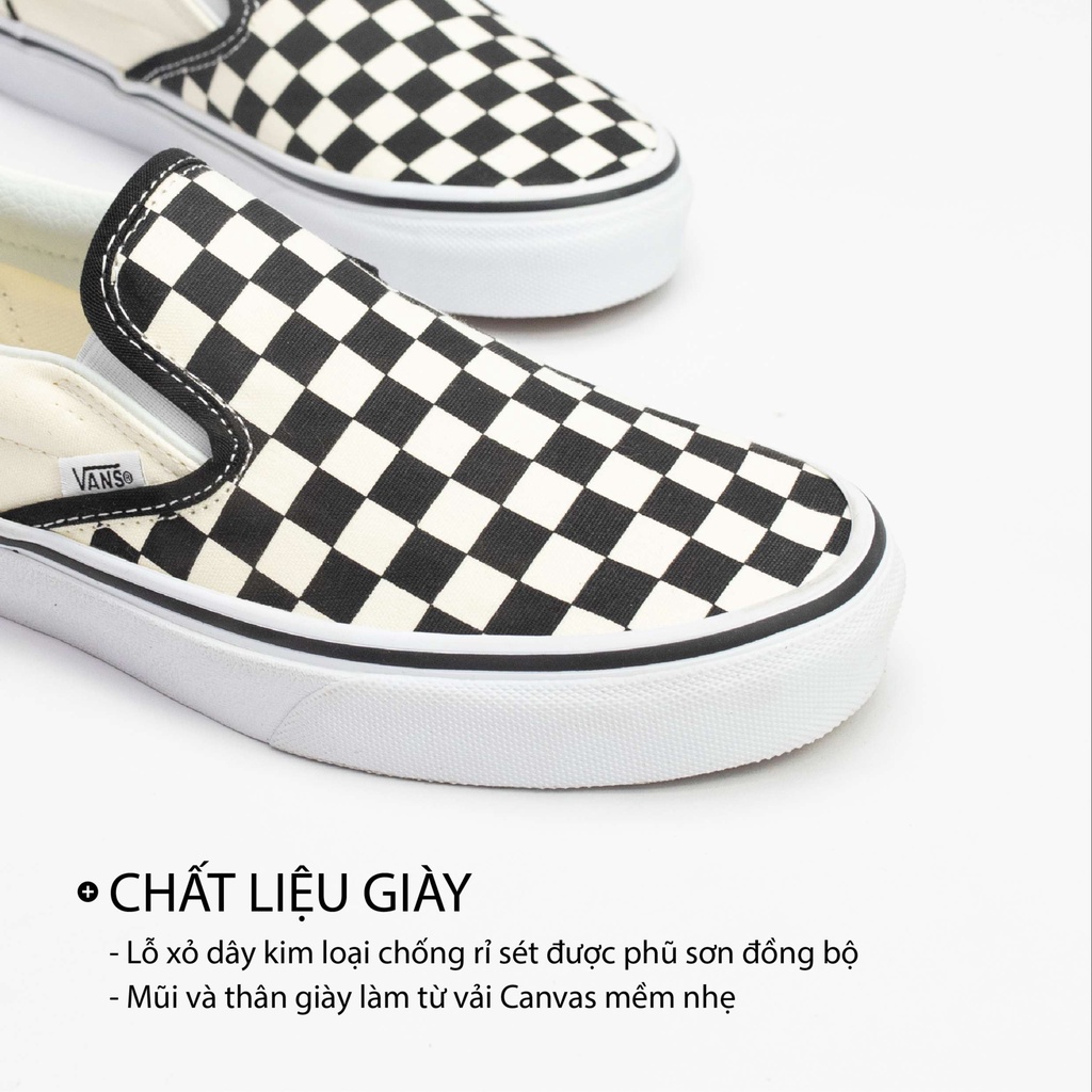 Vans caro CHÍNH HÃNG nam nữ,giày vans slip on checker cao cấp full box