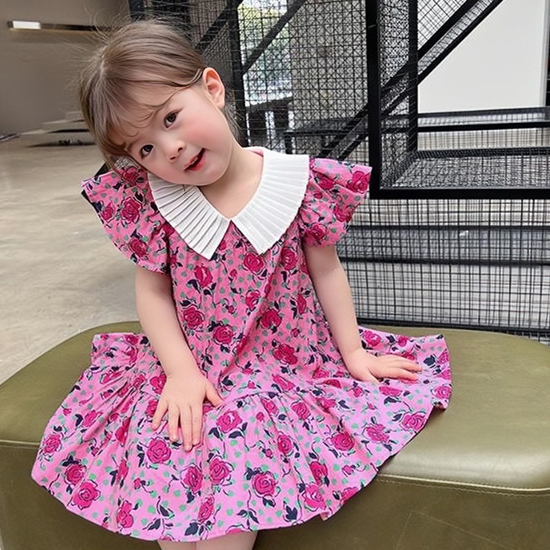 Đầm Hoa Cổ Búp Bê Thời Trang Mùa Hè Xinh Xắn Dành Cho Bé Gái