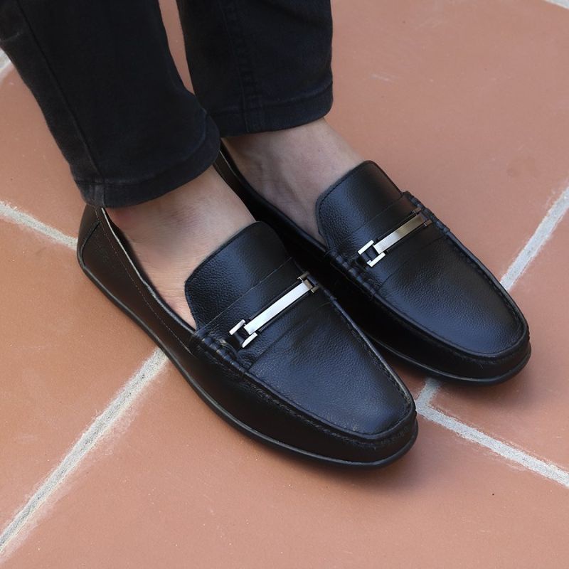 Giày Lười Nam Đai Khóa Ngang, Kiểu Dáng Moca Da Bò, Mã GL68