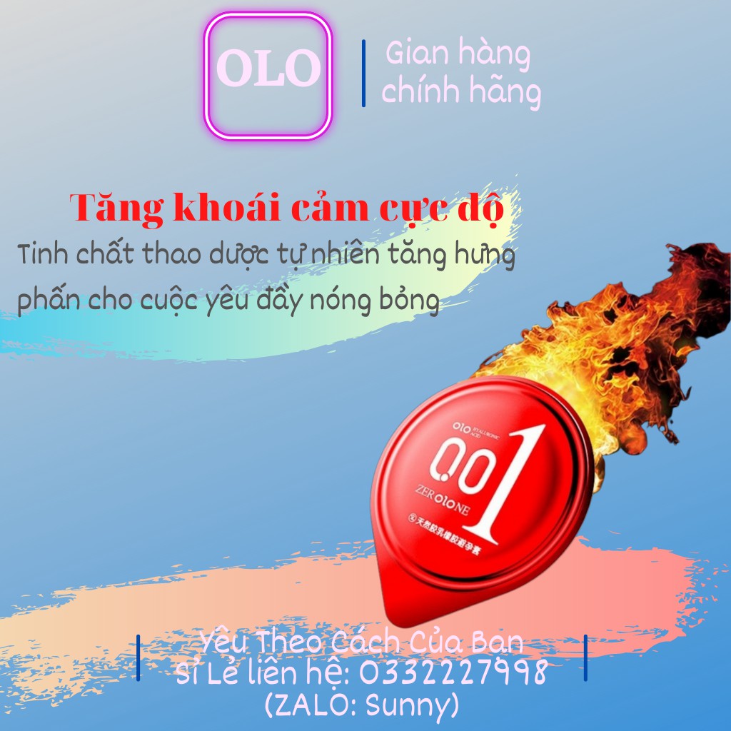 Bao cao su siêu mỏng 0.01 OLO ĐỎ-Siêu truyền nhiệt 10s. Cảm giác chân thật, kéo dài thời gian quan hệ, tăng khoái cảm