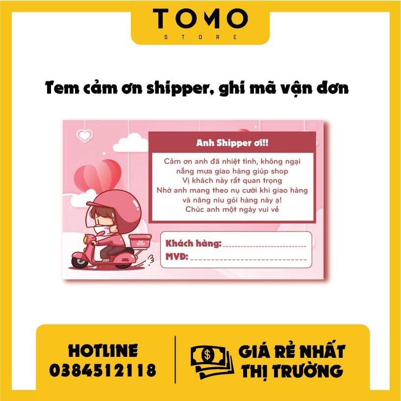 100 Tem dán cảm ơn Shipper, ghi mã vận đơn
