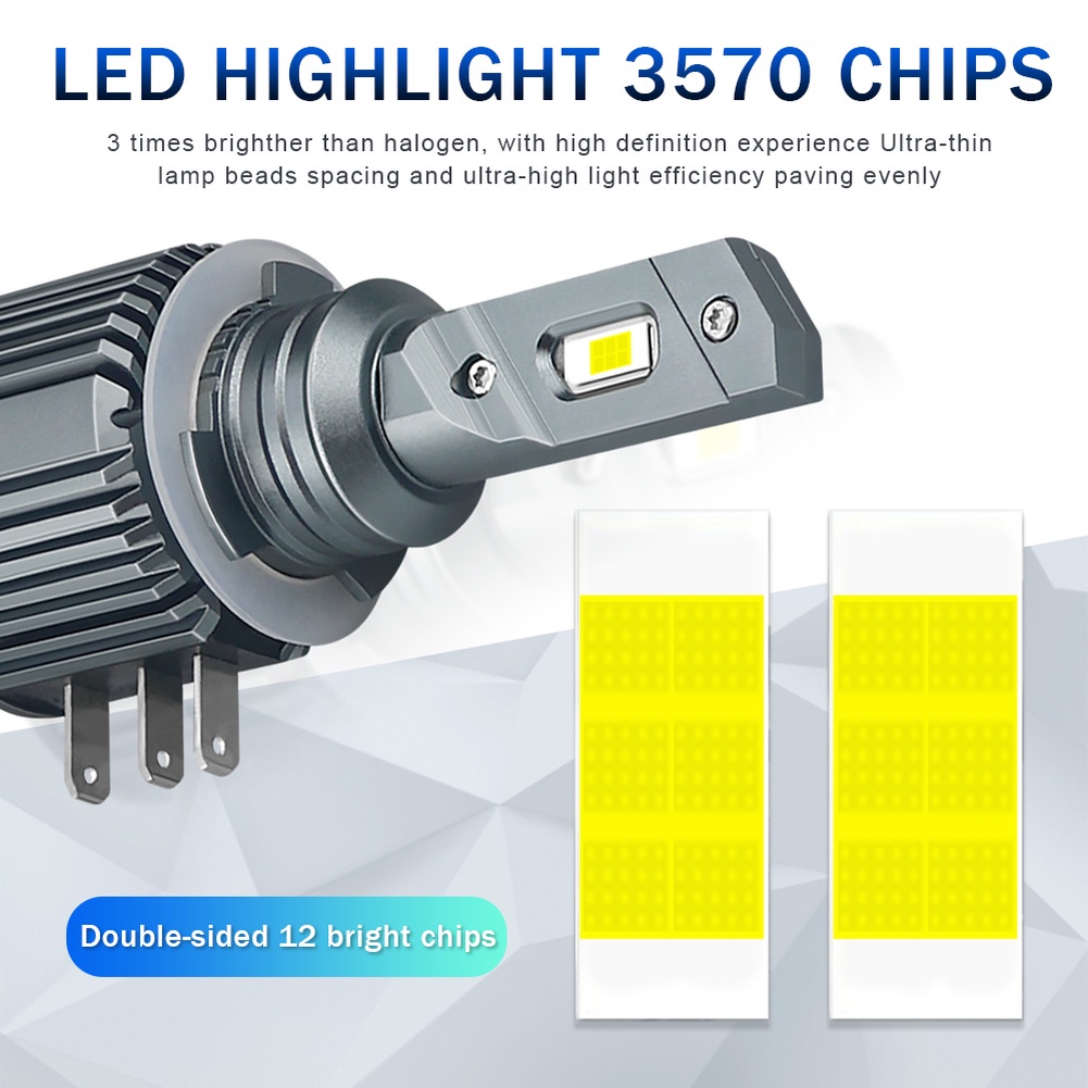 Set 2 Đèn Pha H15 LED CSP 3570 80W 20000Lm DRLs 6500K 12V Ánh Sáng Trắng Dành Cho Ô Tô