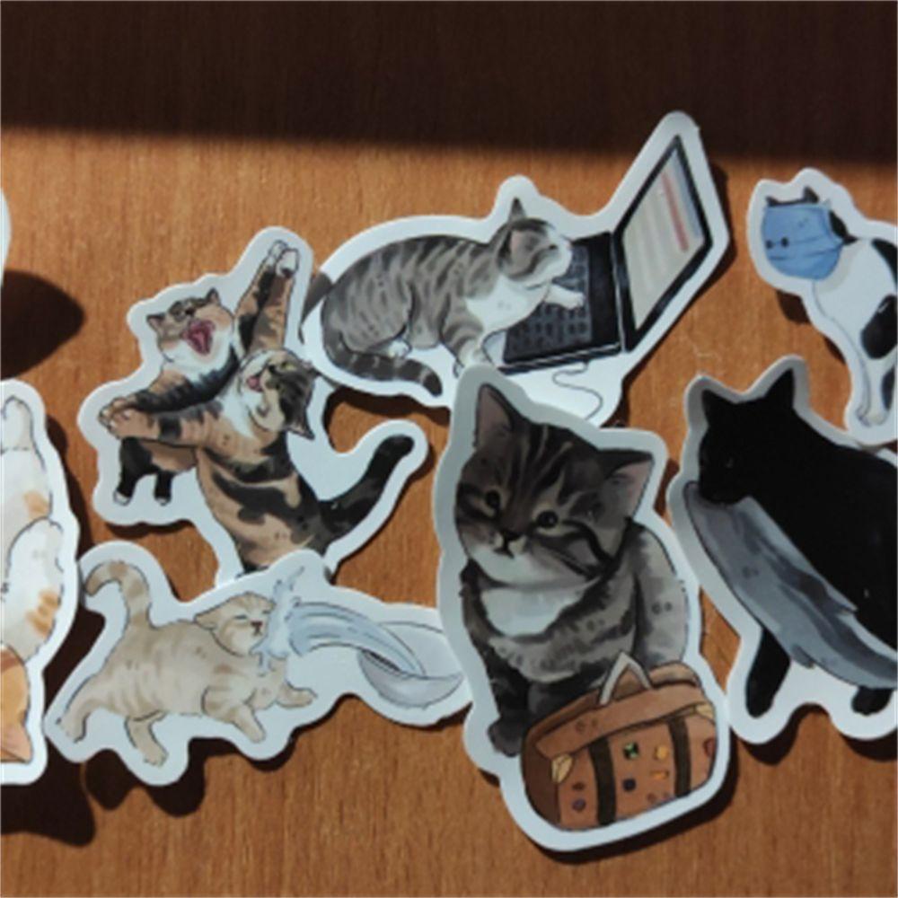 Bộ 54 Miếng Dán Hình Mèo Chống Thấm Nước Trang Trí Xe Hơi / Laptop / Notebook / Ván Trượt