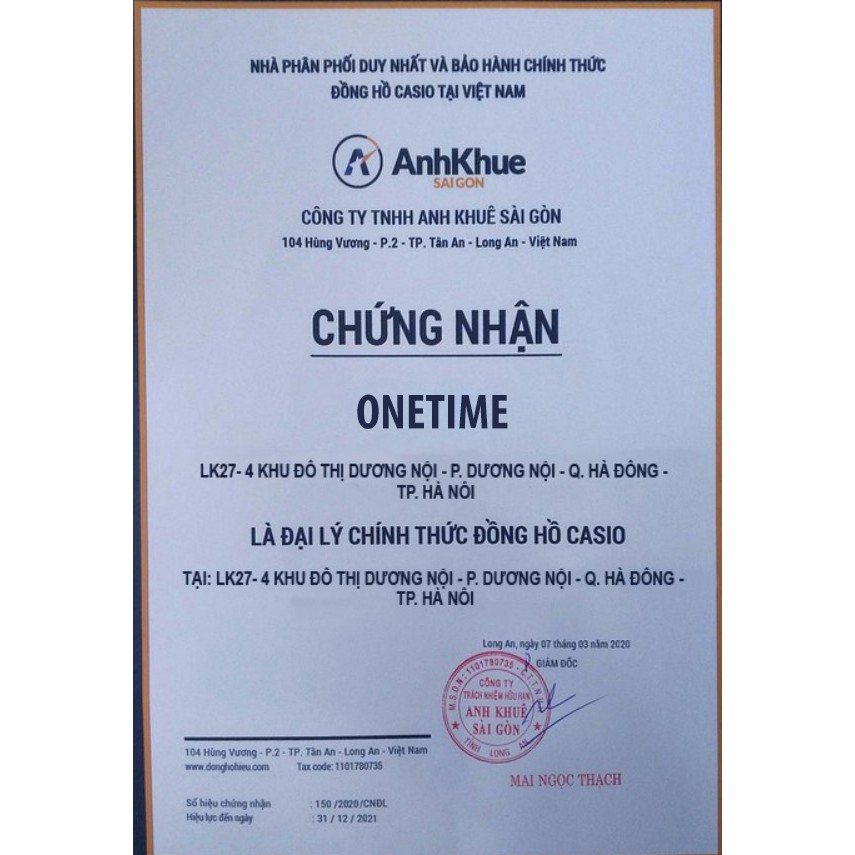 Đồng hô đeo tay nam OneTime kiểu dáng thon gọn, lịch sự