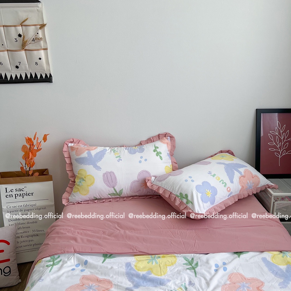 Bộ chăn ga gối chần bông Cotton Đũi Bèo REE Bedding đủ size giường nệm PLC172 - Mẫu 2