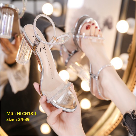 [Hàng order QC] HLCG18 Sandal Đế Trong 8cm Tôn Dáng Phụ Nữ Việt (Ảnh thậtt sau cùng)