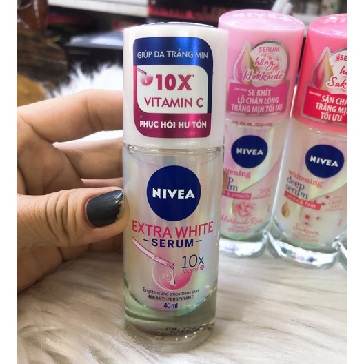 MỚI!!! - Lăn ngăn mùi NIVEA serum giúp dưỡng trắng chuyên sâu hương hoa hồng Hokkaido