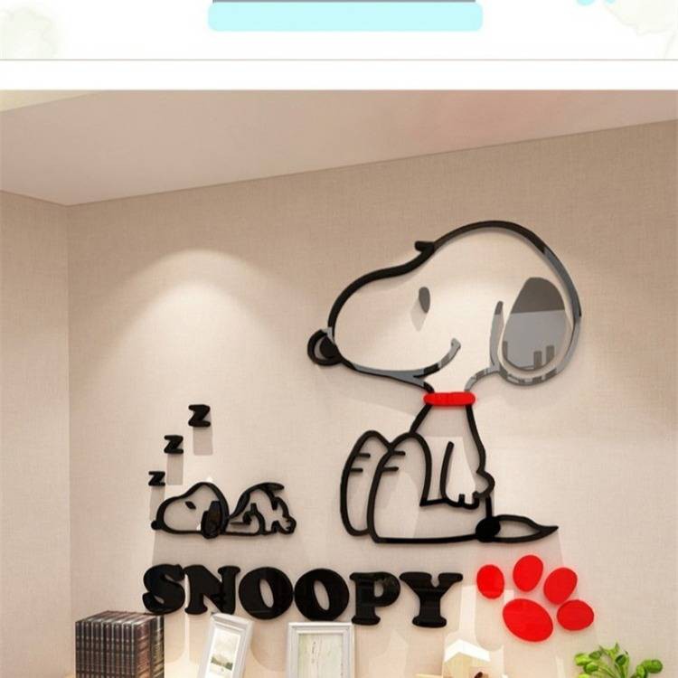 Snoopy hoạt hình hoạt hình phòng trẻ em phòng ngủ phòng bé trai trang trí tường acrylic stereo 3d dán tường