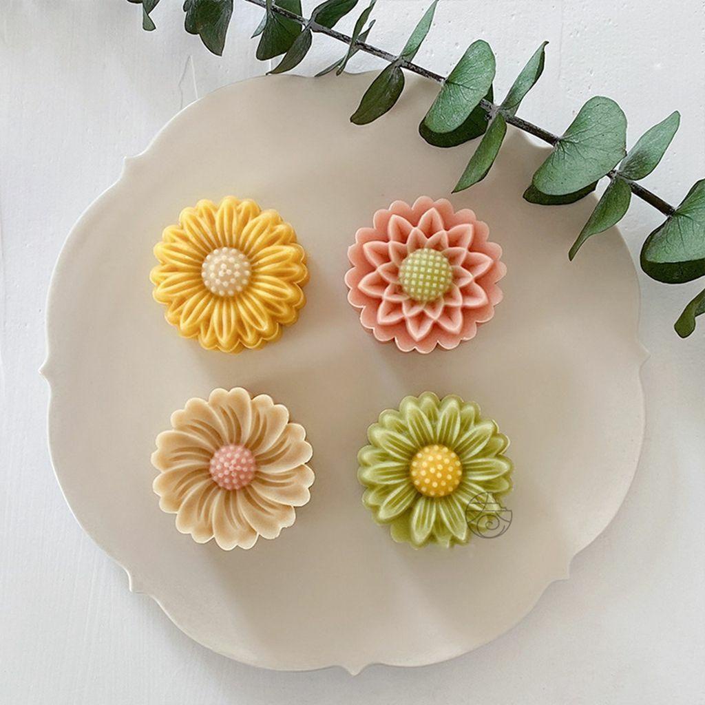 1 Bộ Khuôn Làm Bánh Trung Thu Dạng Nhấn Hình Hoa Cúc 3D DIY