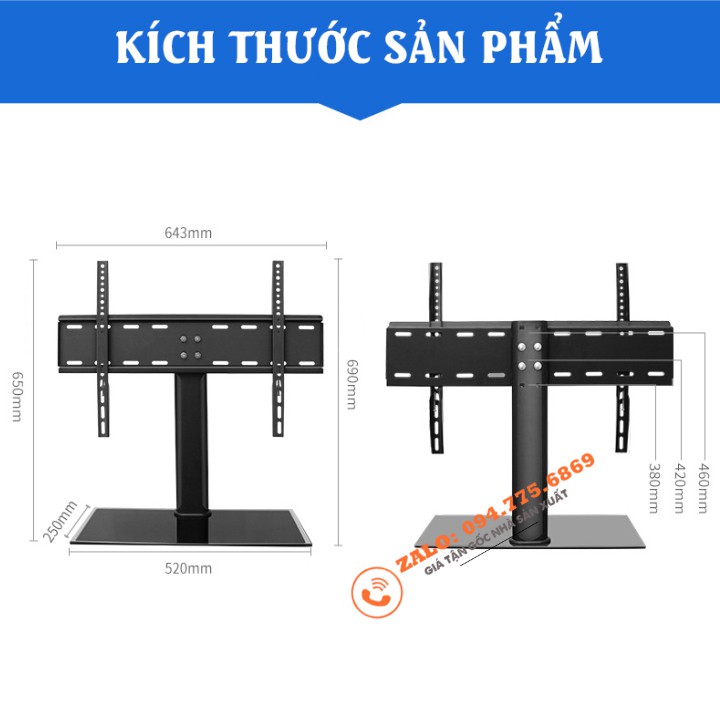 Chân Tivi Để Bàn 32 - 55 Inch Chân Đế Tivi Đa Năng Mặt Kính Cường Lực - Model: DZ55