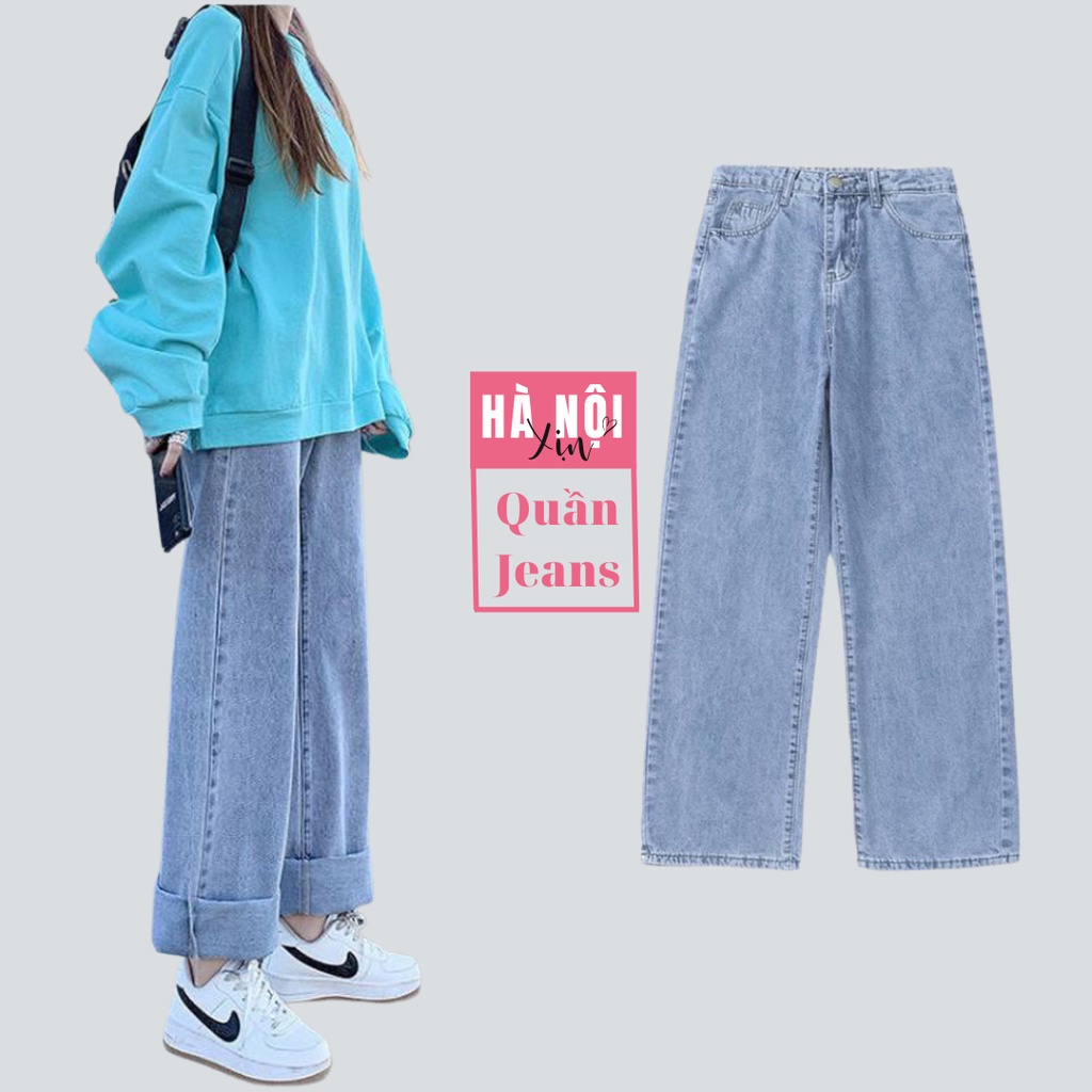 Quần Jeans nữ ống suông rộng, kiểu dáng baggy nữ ống suông, quần bò nữ ống suông rộng (TR01)