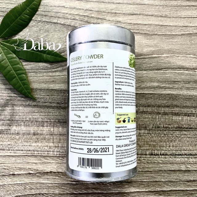 Bột cần tây nguyên chất sấy lạnh Dalahouse  , kháng mỡ hiệu quả, bột cần tây mật ong, đẹp da giảm mụn