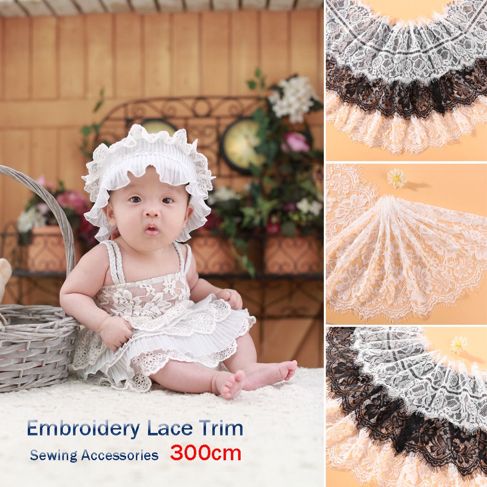 Vải Ren Trắng / Đen Thêu Họa Tiết Nhiều Màu 300cm Dùng May Quần Áo Diy | BigBuy360 - bigbuy360.vn