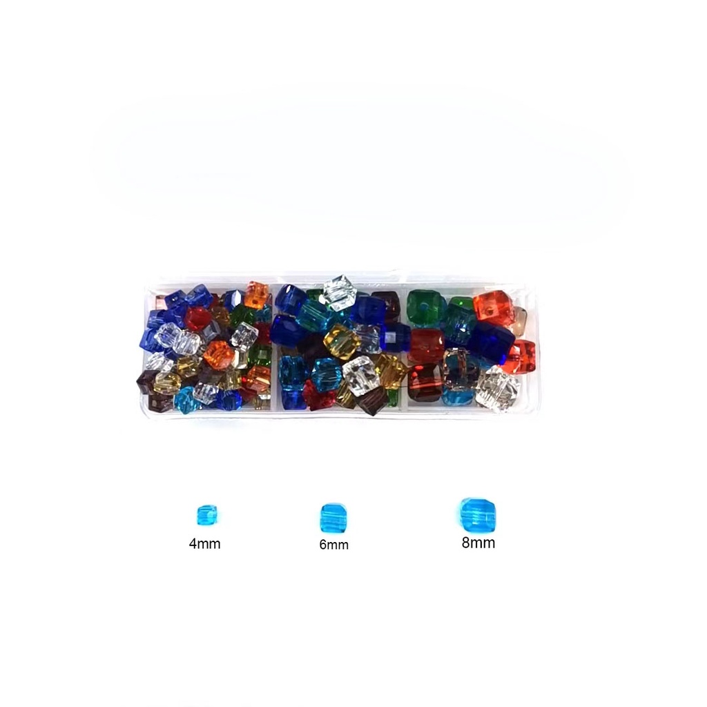 Hạt Pha Lê Thủy Tinh Hình Vuông Kích Thước 4mm 6mm 8mm Dùng Làm Trang Sức Thủ Công