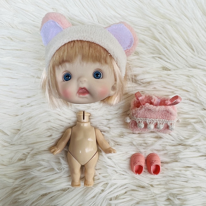 Búp Bê Đồ Chơi Mini 1 / 12 10CM Mắt Xanh Lam Trang Trí Dễ Thương