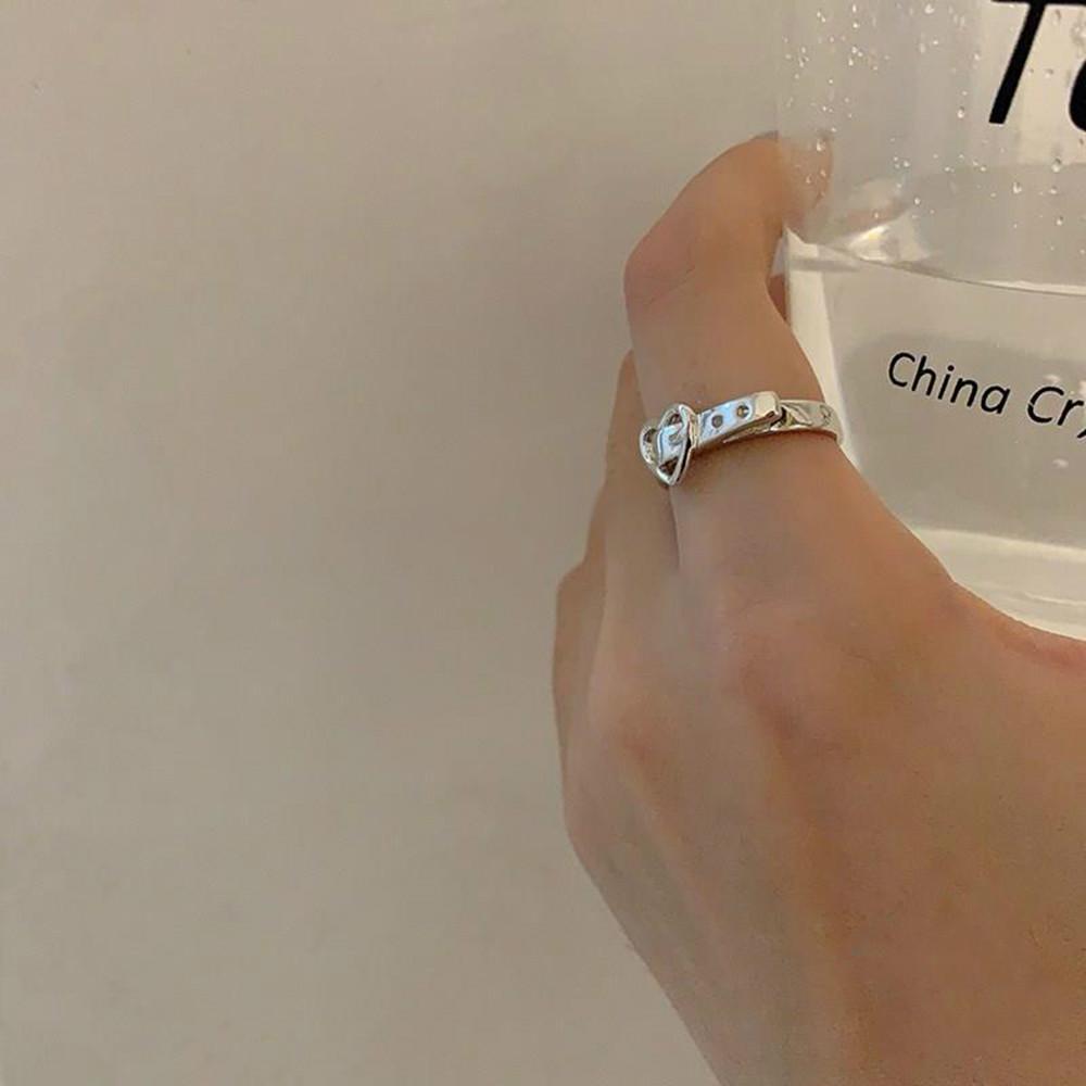 Nhẫn Dáng Hở Hình Trái Tim Màu Bạc Xinh Xắn Dành Cho Phụ Nữ Yanqueens Đồ trang sức Quà tặng