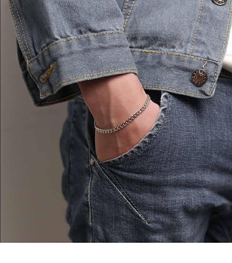 Vòng tay titan dạng xích kích thước 3.5mm sang trọng cho cặp đôi | BigBuy360 - bigbuy360.vn