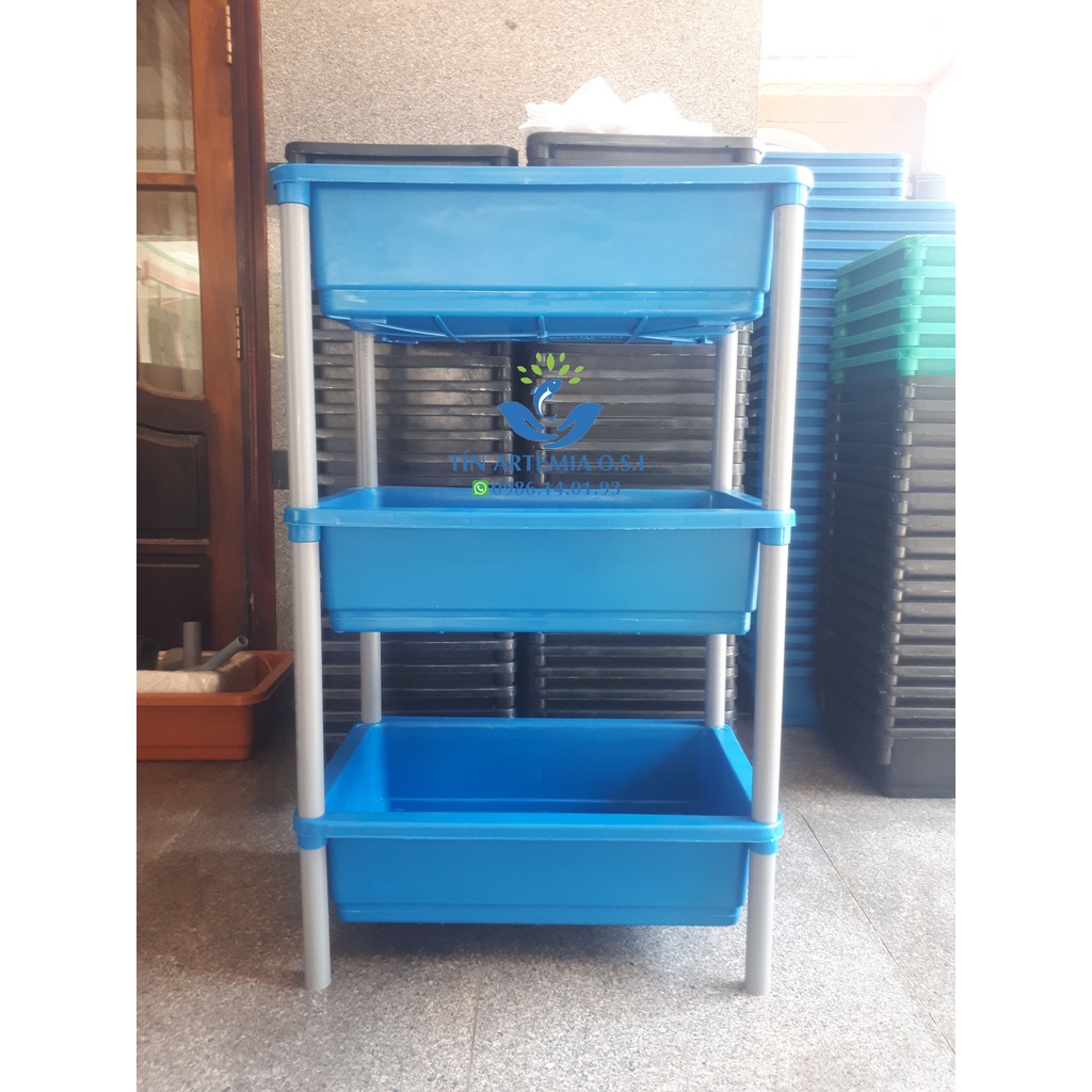 HOẢ TỐC - Bộ Khay Nhựa 3 Tầng Nuôi Cá, Trồng Rau 65x42x16