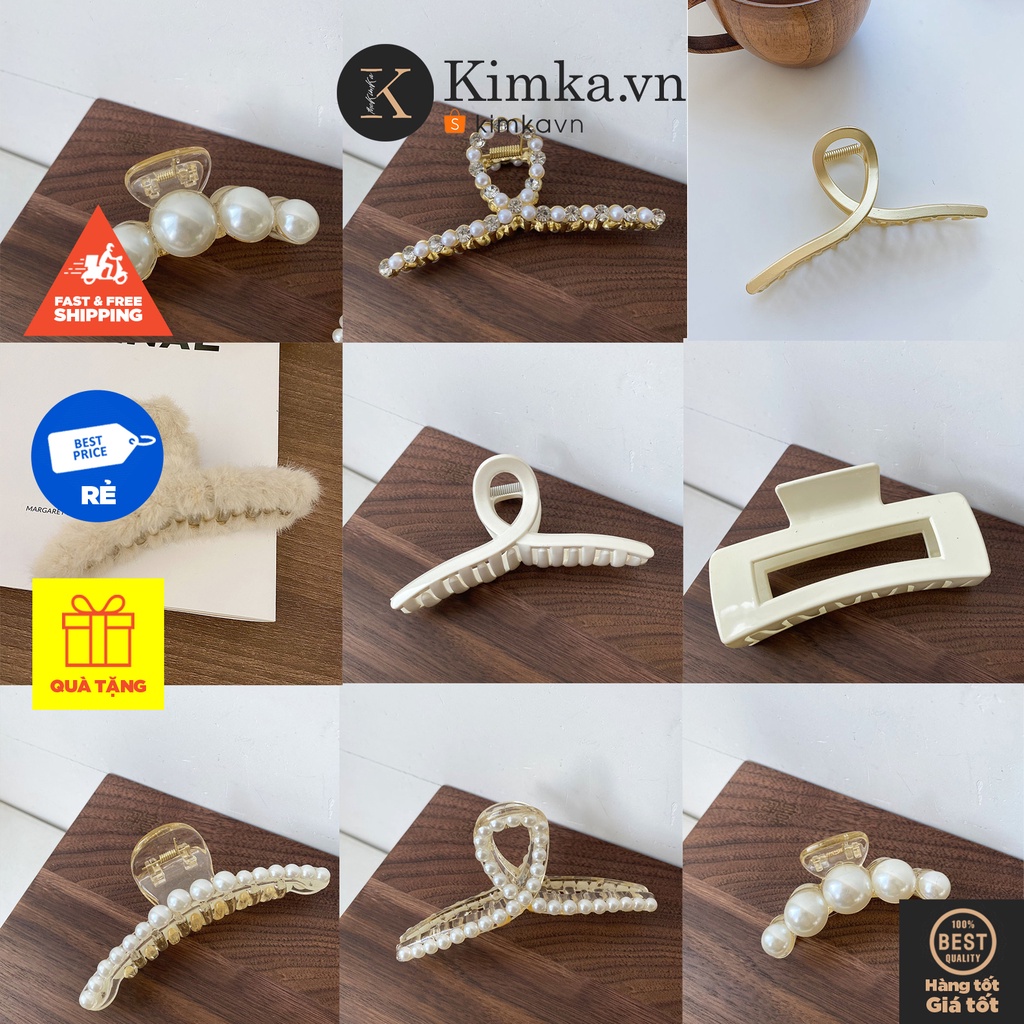 (0216) Cặp Tóc Tông Màu Trắng Be Pastel Đơn Giản Hàn Quốc Dành Cho Nữ