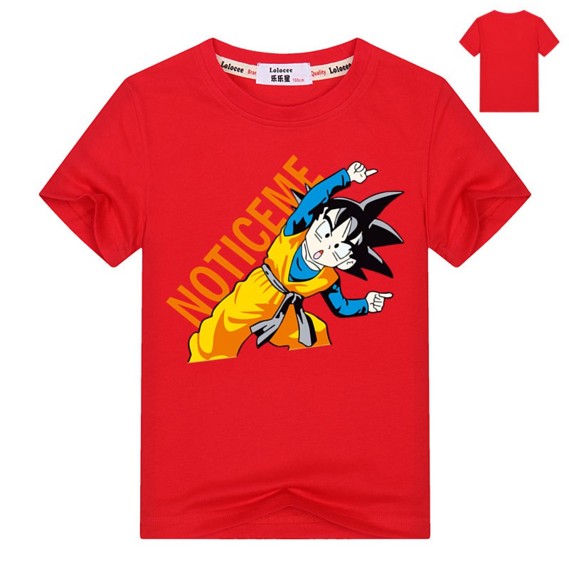 Áo thun cotton ngắn tay họa tiết Dragon Ball Z Goku thời trang mùa hè cho bé trai