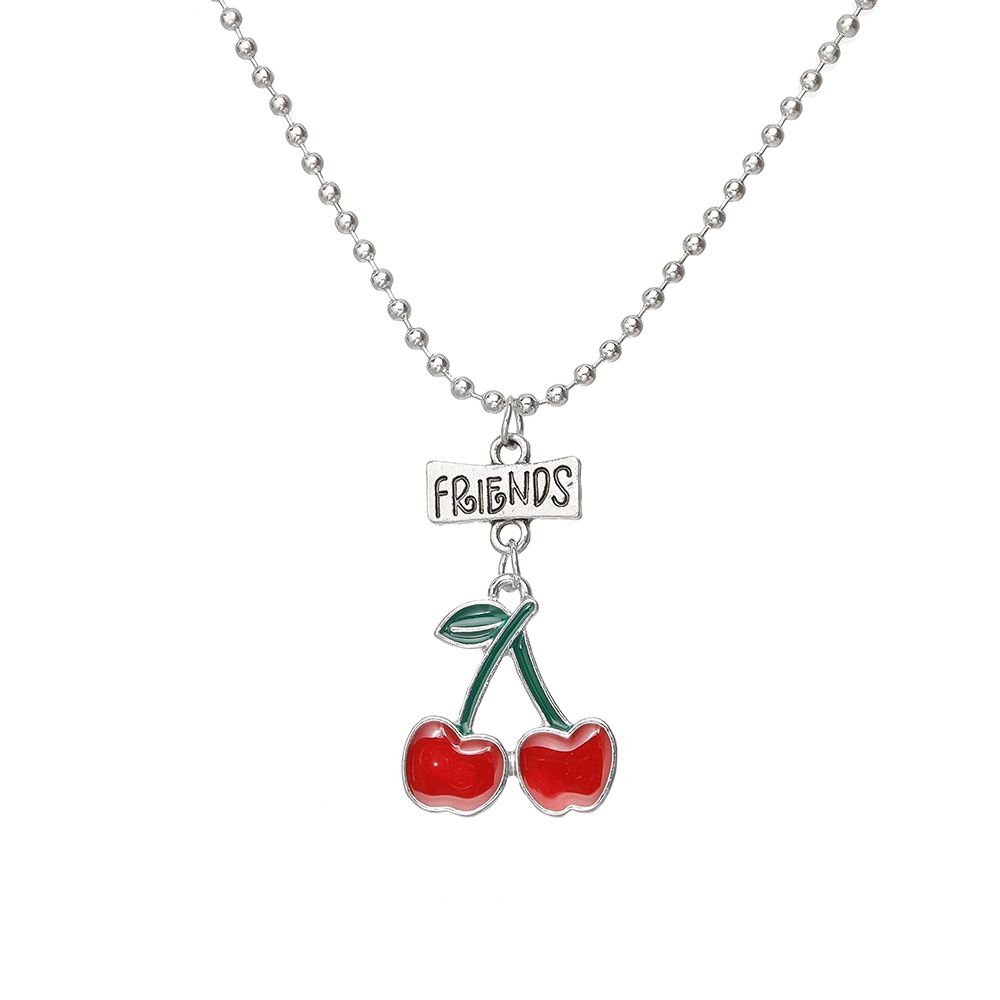 Dễ Thương Dây Chuyền Mặt Hình Quả Cherry Và Chữ Đơn Giản Ngọt Ngào Phong Cách Hàn Quốc Cho Nữ