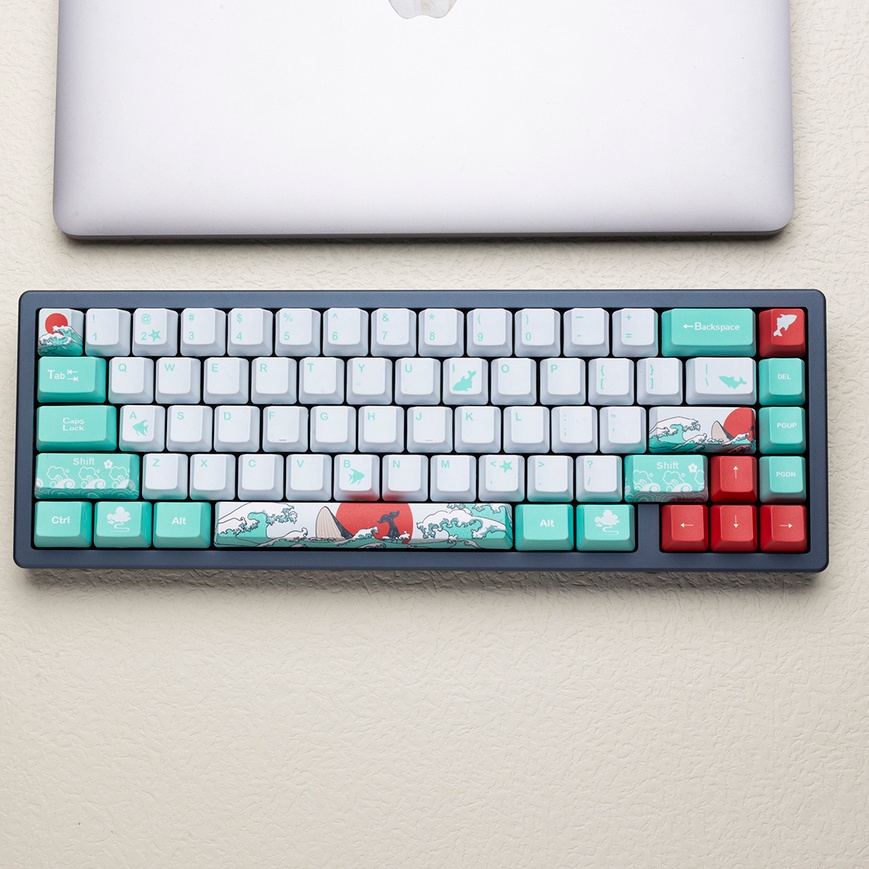 123 phím Coral Sea Keycap OEM Profile anime PBT DYE-SUB bàn phím cơ học keycaps