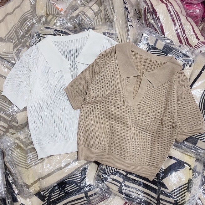 Áo lưới nữ SLIKY cổ polo 2 màu siêu xinh-APL01