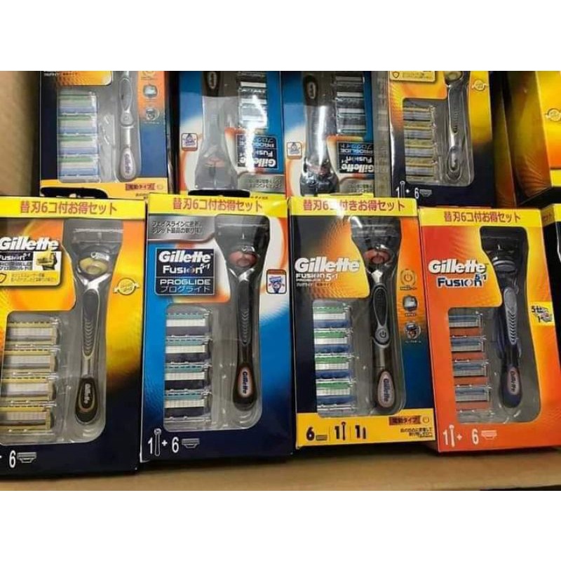 Dao cạo râu Gillette Fusion 5+1 Proglide, Proshield, Skinguard nội địa Nhật Bản và lưỡi cạo thay thế hộp 4 chiếc,8 chiếc