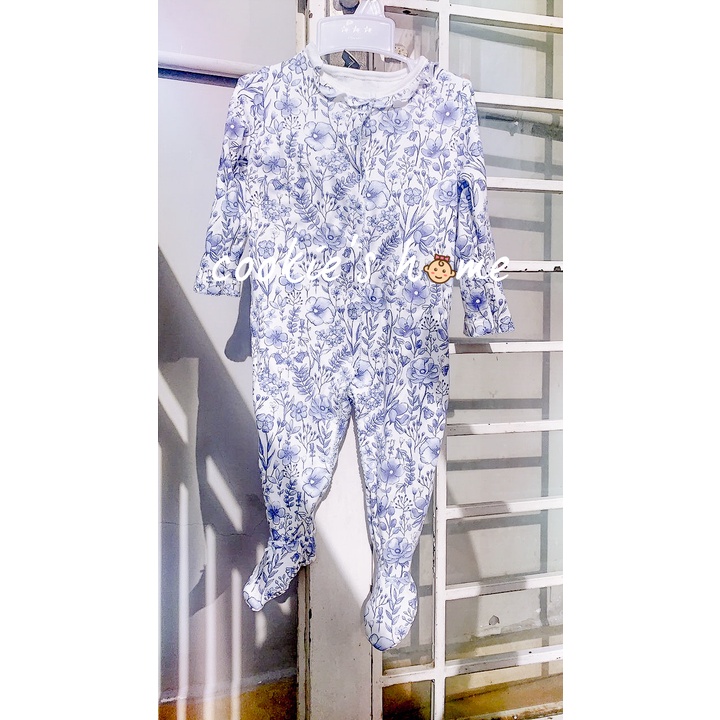 Bộ ngủ liền tất chất cotton giữ ấm cho bé gái/trai xuất dư bao xịn, mịn
