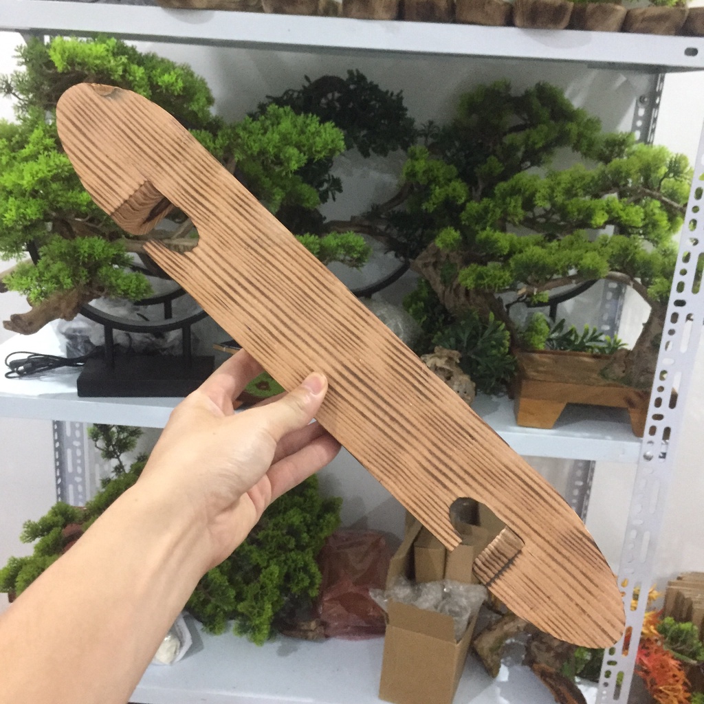 Kệ Gỗ Để Tượng Trang Trí Đèn Led Vòng Đường Kính 28-30cm, Gỗ Thông Vân Tự Nhiên