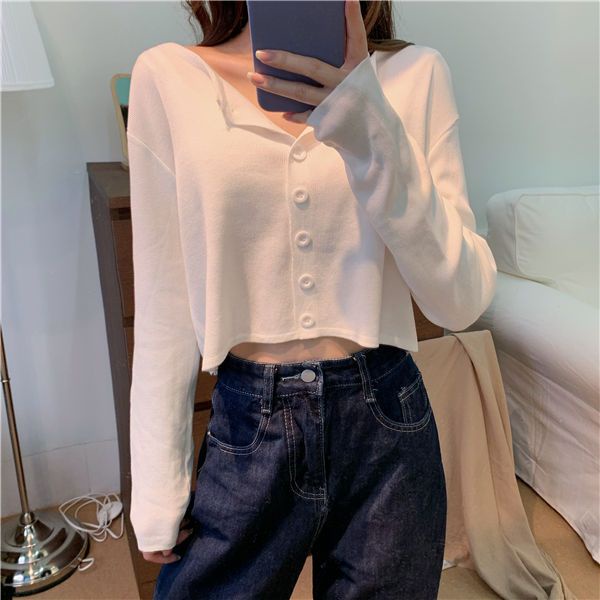 Áo Cardigan Dệt Kim Màu Trơn Dáng Ngắn Phong Cách Hàn Quốc Thời Trang Mùa Hè Mới Cho Nữ