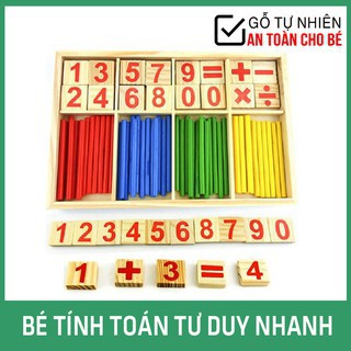 Đồ Chơi Gỗ - Bộ Que Tính Bằng Gỗ Và Chữ Số Học Toán Thông Minh Cho Bé