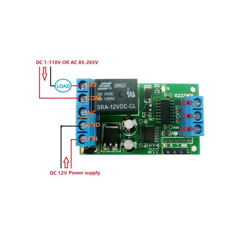 Rơ Le 1 Kênh 2 Trong 1 12V RS232 TTL232 Cho Mô-Đun Điều Khiển Từ Xa