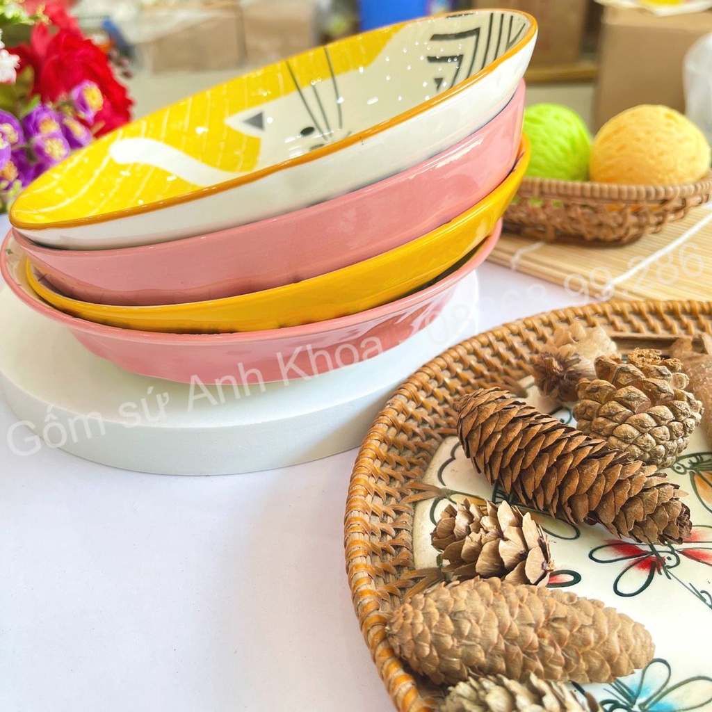 Đĩa sứ Decor Chén Dĩa Sứ Dễ Thương Cute Cao Cấp Đĩa 18cm trang trí món ăn cực xinh yêu
