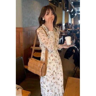 NRVP Váy voan cổ chữ V họa tiết hoa thời trang mùa hè 2020 trẻ trung