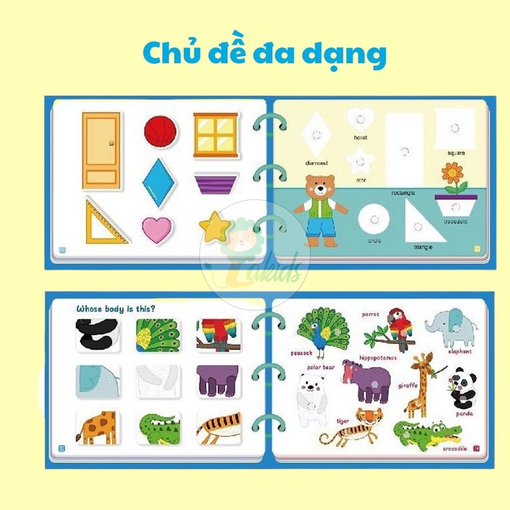 Học liệu bóc dán thông minh Montessori, sách bóc dán 17 chủ đề đồ chơi giáo dục sớm cho bé - Lakids