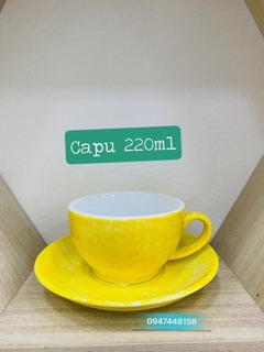 Bộ ly kèm đĩa capuchino men đá 220ml
