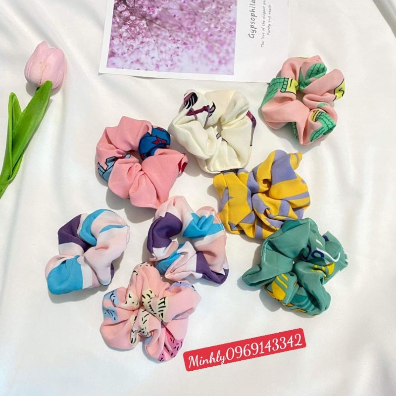 (tặng kèm đơn trên 300k)Scrunchies dễ thương,loại to,chất lụa