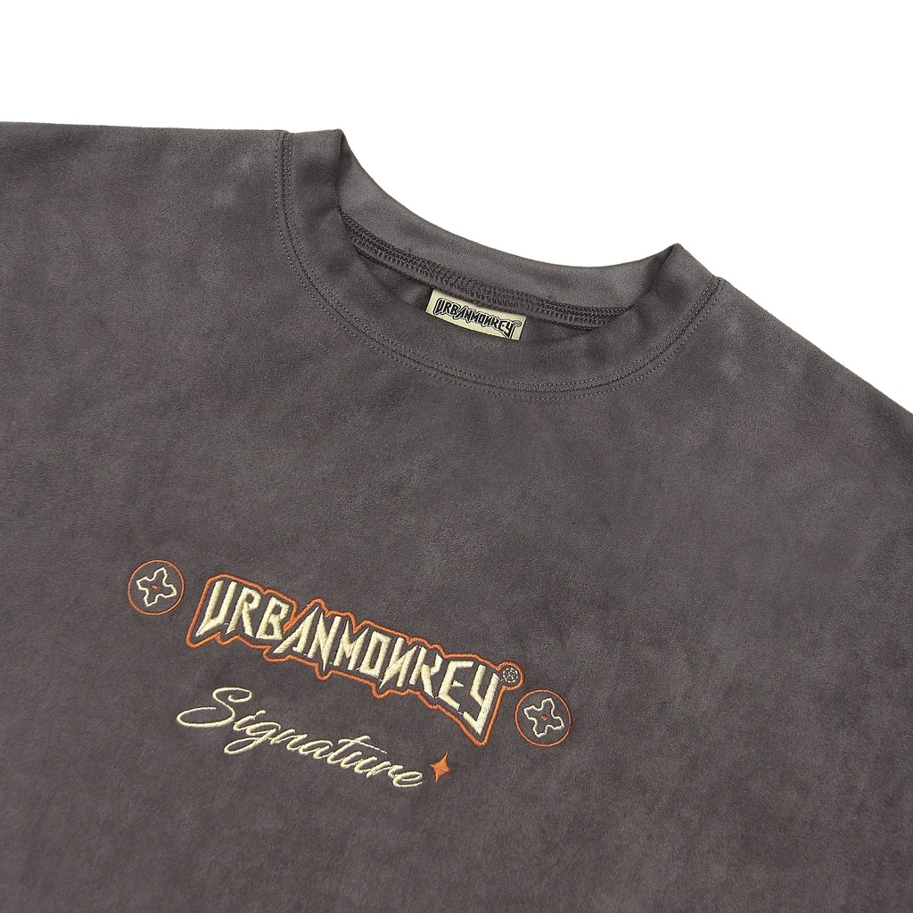 Áo Thun URBAN MONKEY GOBLIN SIGNATURE SUEDE GREY TEE Chất Liệu Da Lộn dày Dặn