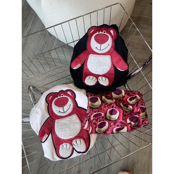 Set áo cotton gấu thêu quần suông gấu đáng yêu