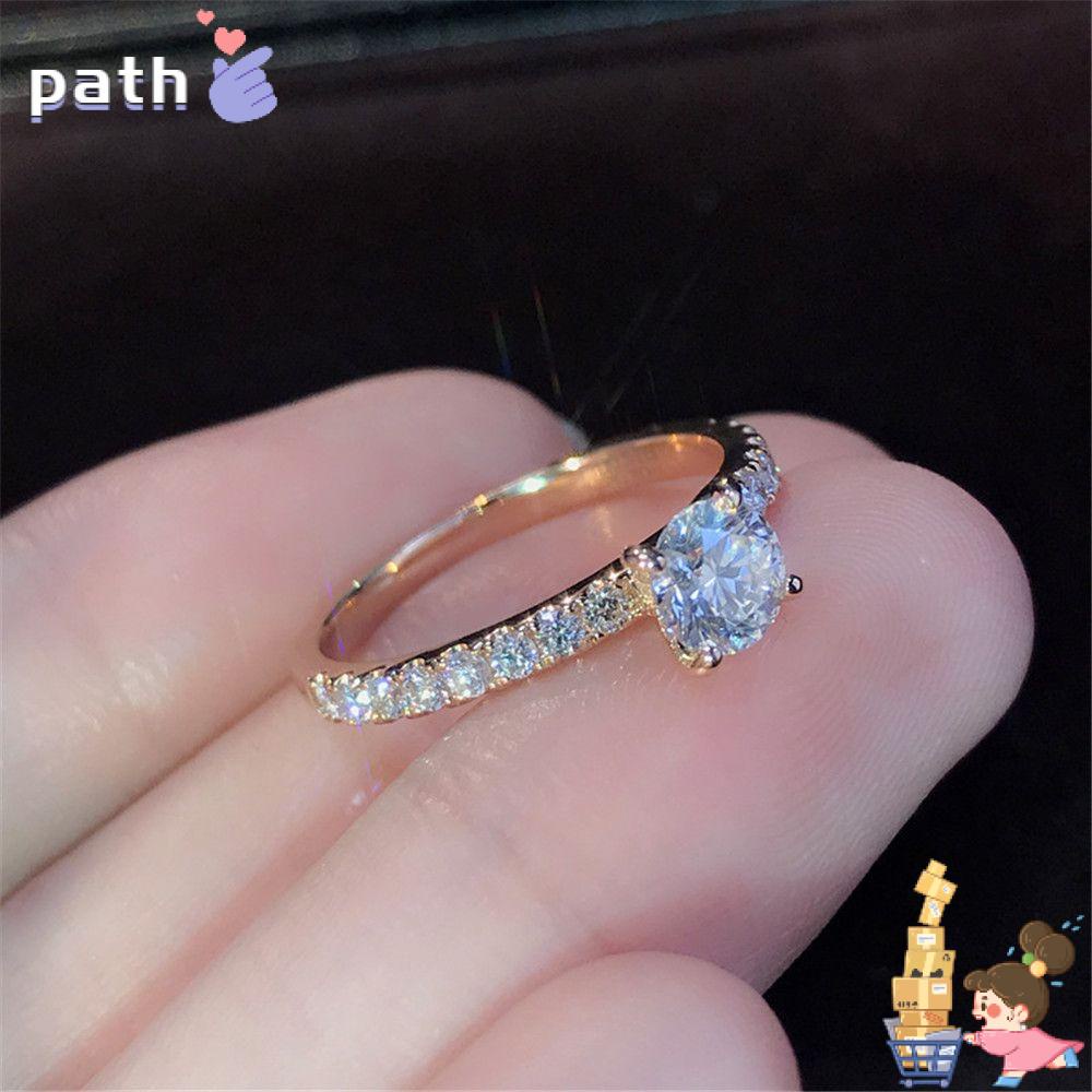 Nhẫn đính đá Zircon có chấu thiết kế thời trang phong cách Giáng sinh làm quà tặng cho nữ trong đám cưới