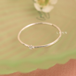 Nhẫn bạc trơn mảnh basic một đá nhỏ S925 LANN