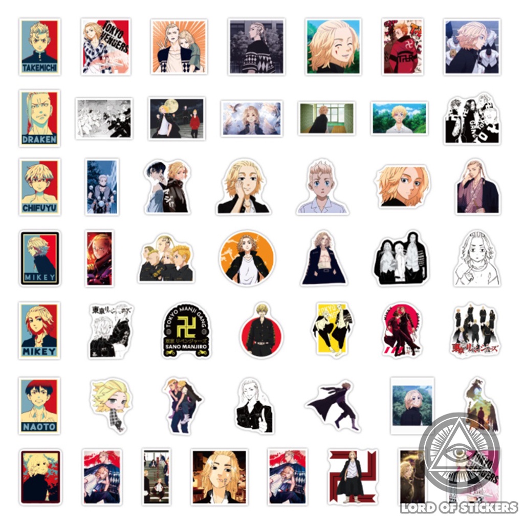 Set 100 Nhãn Dán Tokyo Revengers Anime Manga Sticker Hình Nhân Vật Truyện Tranh Trang Trí Mũ Bảo Hiểm, Vali, Ván Trượt