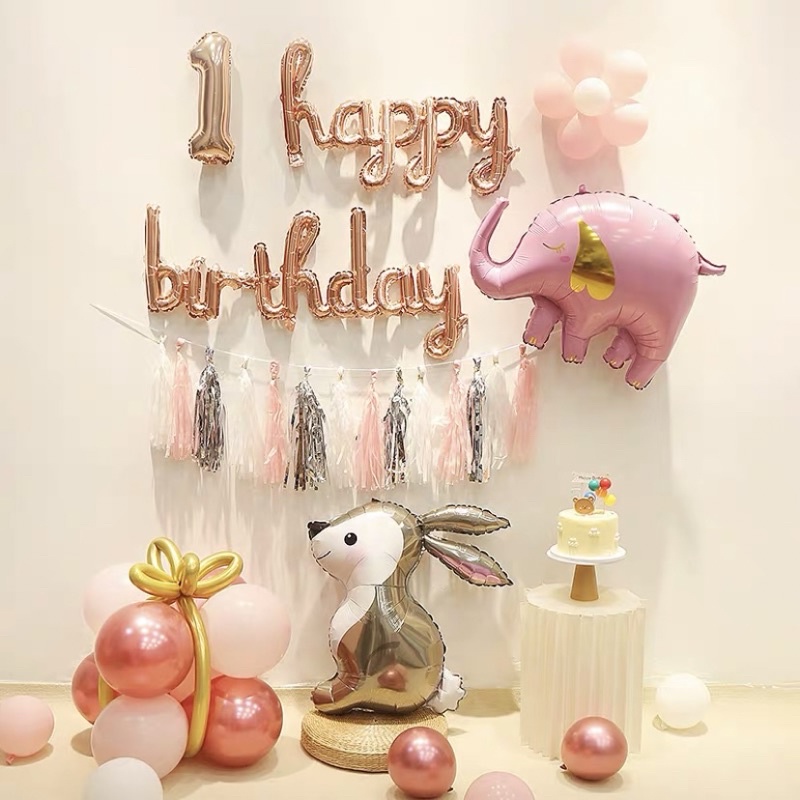 Set trang trí sinh nhật cho bé trai, trang trí sinh nhật cho bé gái chủ đề Voi xinh mới nhất