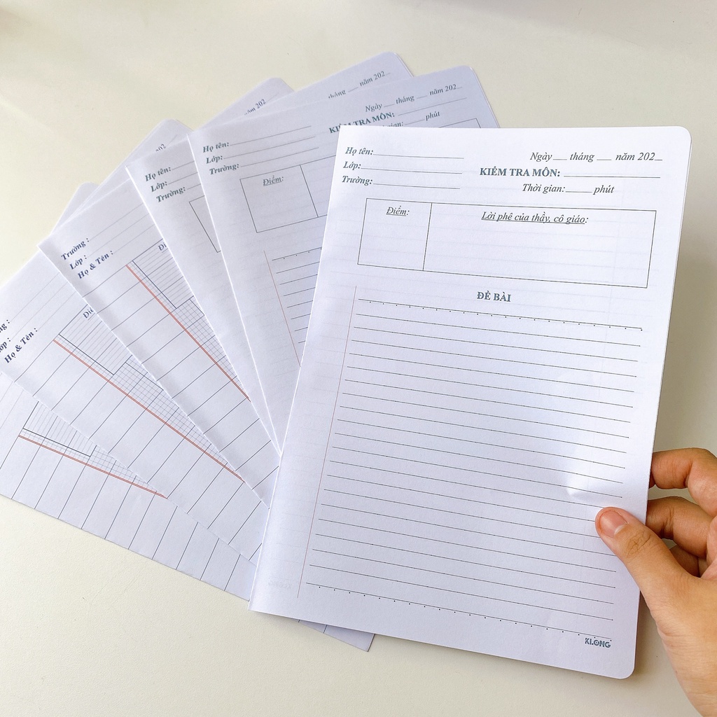 Giấy Kiểm Tra Tiểu Học / Cấp 2/ Cấp 3 Klong/Thiên Long- Hidari