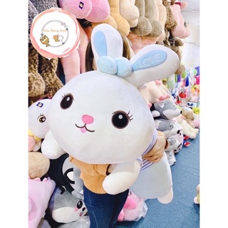 Gấu bông GỐI ÔM thỏ nằm mặc yếm cute size 65cm-1m2 - Đồ chơi quà tặng Hot Trend - Gấu Bông AMI