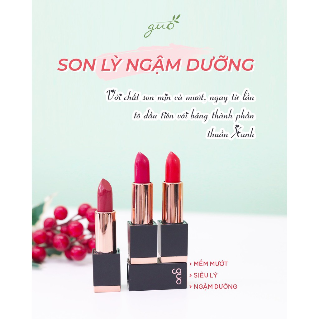 [100%GIẢM ĐẬM SÂU- siêu tôn da] Son Lỳ mềm môi-CAM KẾT KHÔNG CHÌ - Son Sáp Lì Đỏ Hồng GUO - True Matte Lipstick GUO 5gr